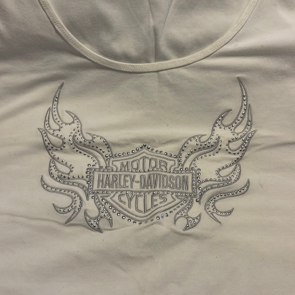 Harley Davidson Womens White studded logo Tank Top Size 1W